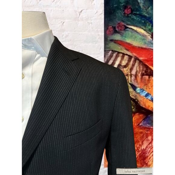 John Varvatos Italy 42R Gray Micro-Stripe Blazer Sport Coat 3/2 Roll Virgin Wool - Picture 5 of 15